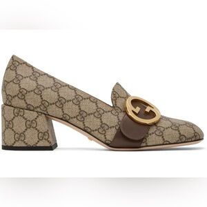 Gucci GG Supreme Canvas Pumps Beige Ebony 35.5